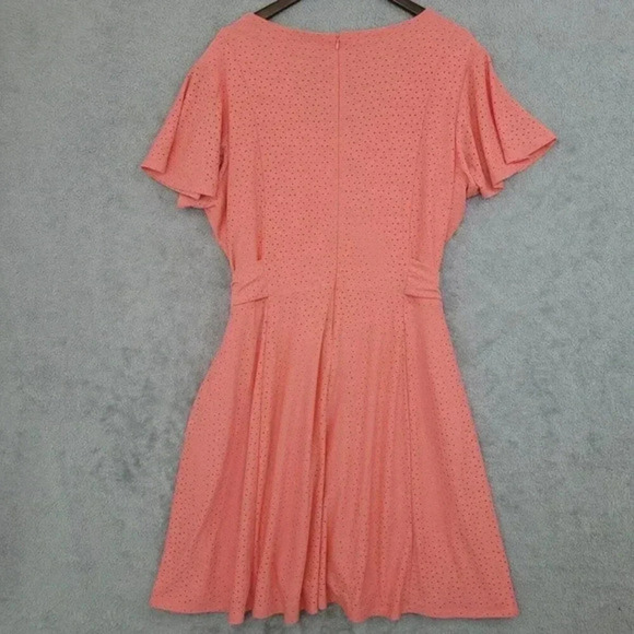 NWT Lane Bryant Coral Wrap Dress‎ 18/20 With Waist Tie Polyester Spandex 21CT - Picture 2 of 9
